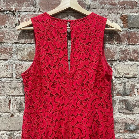 Anthropologie Moulinette Soeurs Jaeda Red Lace Wide-Leg Jumpsuit Size 6 - Picture 11 of 11